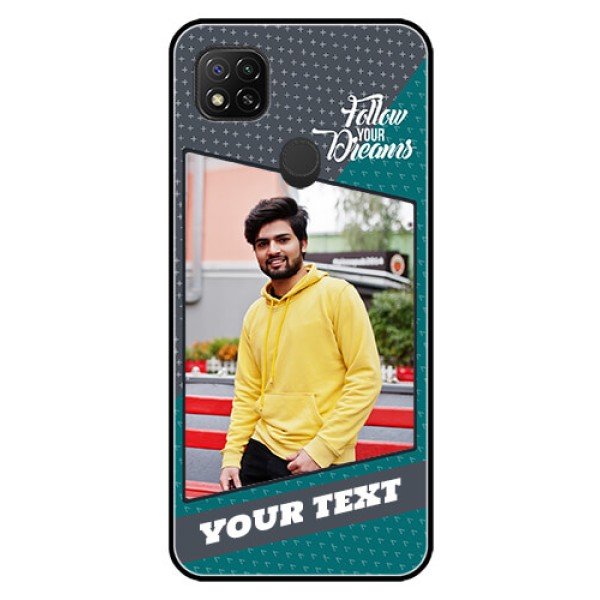 Poco C31 Personalized Glass Phone Case - Background Pattern Design with Quote