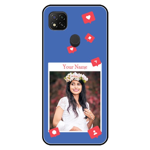 Poco C31 Custom Glass Phone Case - Like Share And Comment Design
