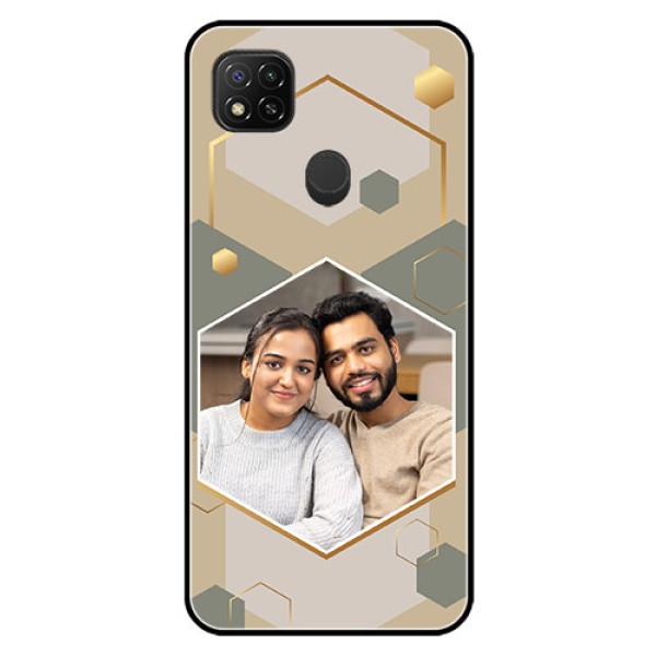Poco C31 Photo Printing on Glass Case - Stylish Hexagon Pattern Design Poco C31 Photo Printing on Glass Case - Stylish Hexagon Pattern Design