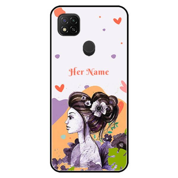 Poco C31 Personalized Glass Phone Case - Woman And Nature Design