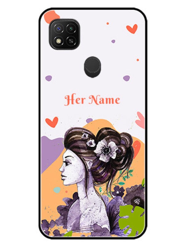 Custom Poco C31 Personalized Glass Phone Case - Woman And Nature Design