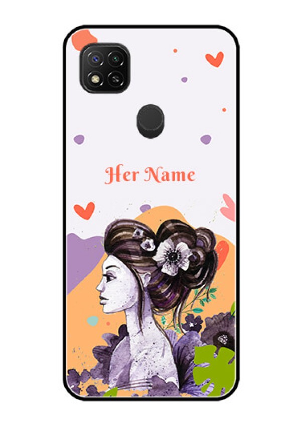 Poco C31 Personalized Glass Phone Case - Woman And Nature Design