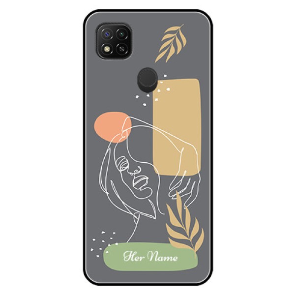 Poco C31 Custom Glass Phone Case - Gazing Woman line art Design Poco C31 Custom Glass Phone Case - Gazing Woman line art Design