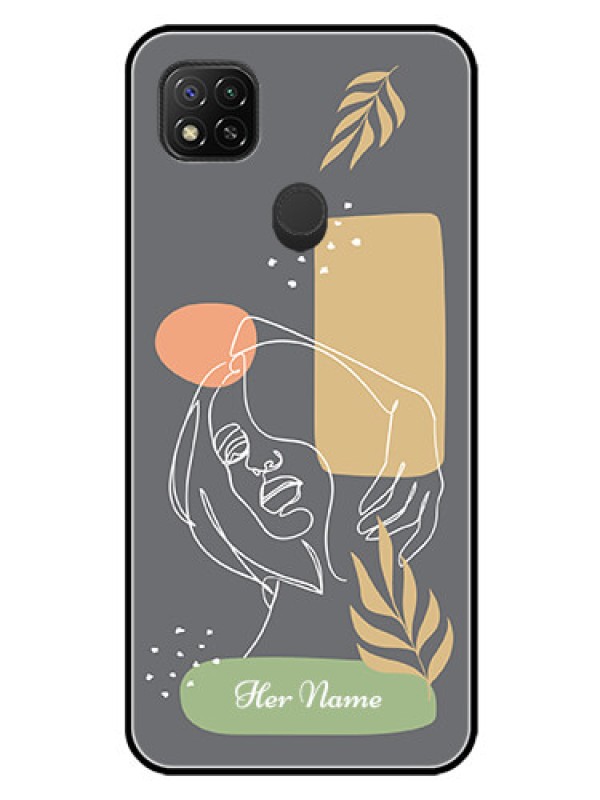 Custom Poco C31 Custom Glass Phone Case - Gazing Woman line art Design