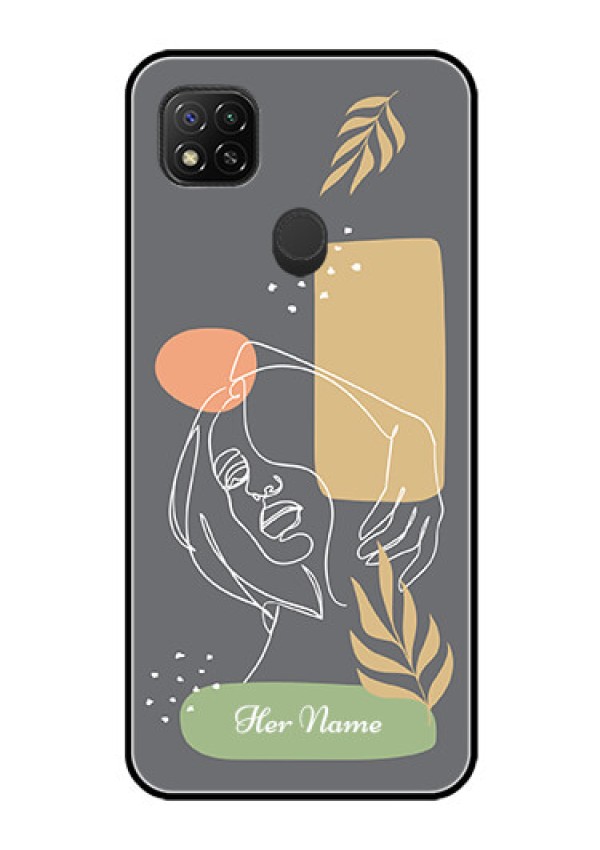 Poco C31 Custom Glass Phone Case - Gazing Woman line art Design