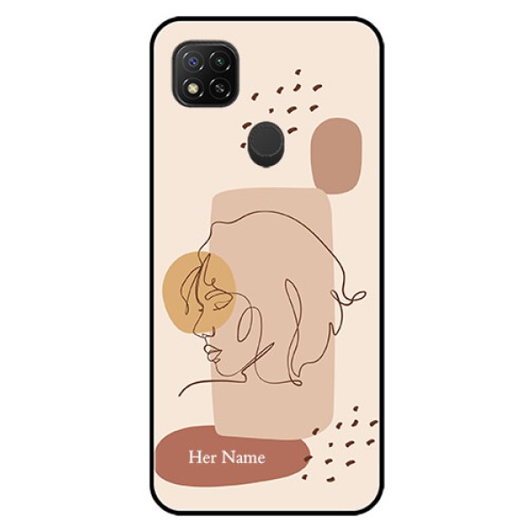 Poco C31 Photo Printing on Glass Case - Calm Woman line art Design Poco C31 Photo Printing on Glass Case - Calm Woman line art Design