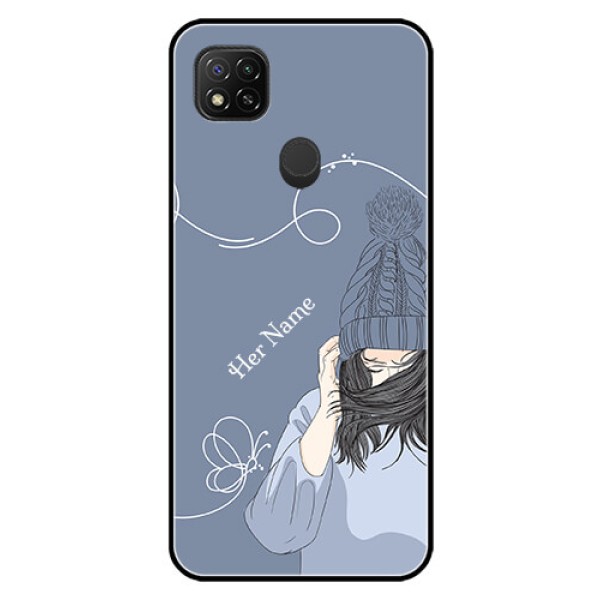Poco C31 Custom Glass Mobile Case - Girl in winter outfit Design Poco C31 Custom Glass Mobile Case - Girl in winter outfit Design