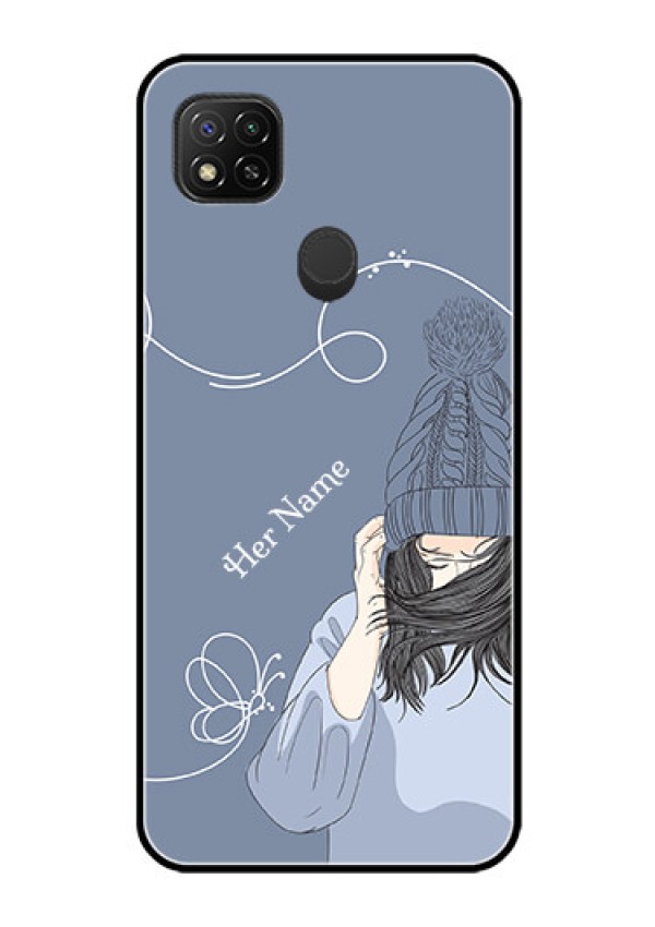 Poco C31 Custom Glass Mobile Case - Girl in winter outfit Design