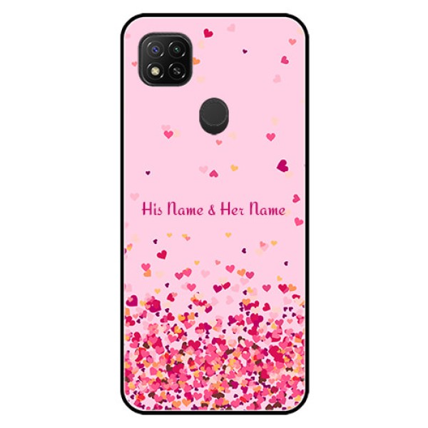 Poco C31 Photo Printing on Glass Case - Floating Hearts Design