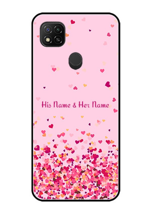 Poco C31 Photo Printing on Glass Case - Floating Hearts Design