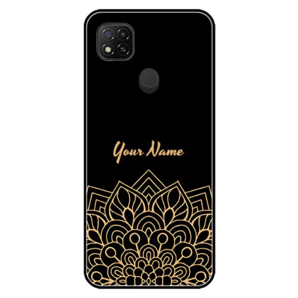 Poco C31 Custom Glass Phone Case - Golden mandala Design