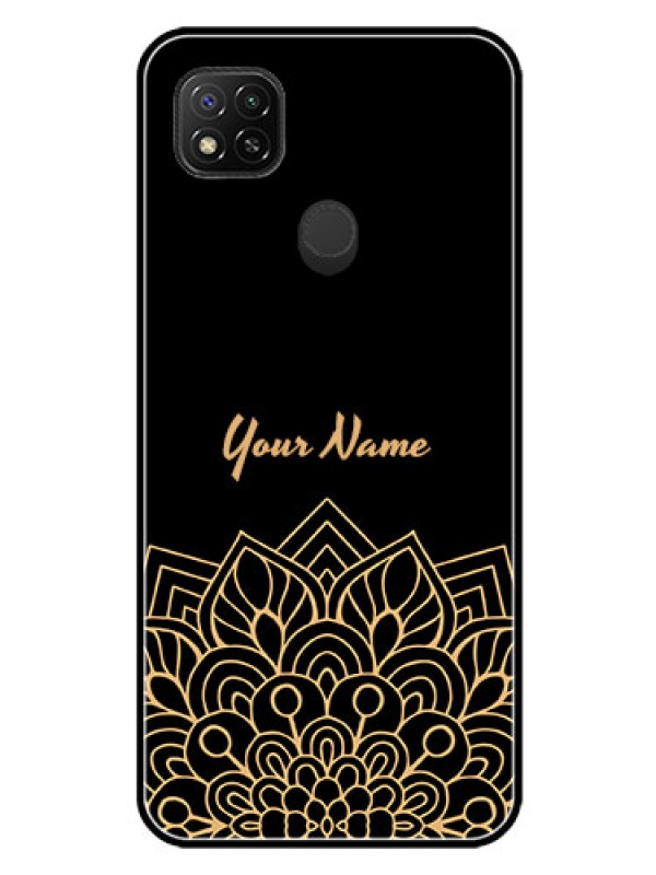 Custom Poco C31 Custom Glass Phone Case - Golden mandala Design