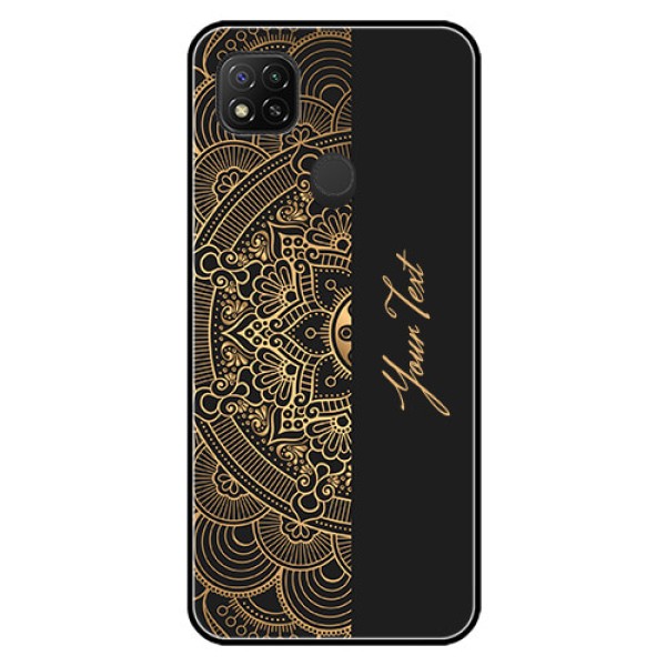 Poco C31 Photo Printing on Glass Case - Mandala art with custom text Design Poco C31 Photo Printing on Glass Case - Mandala art with custom text Design