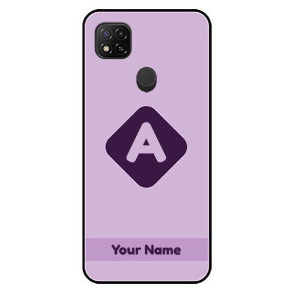 Poco C31 Custom Glass Mobile Case - Custom Letter in curved badge Design