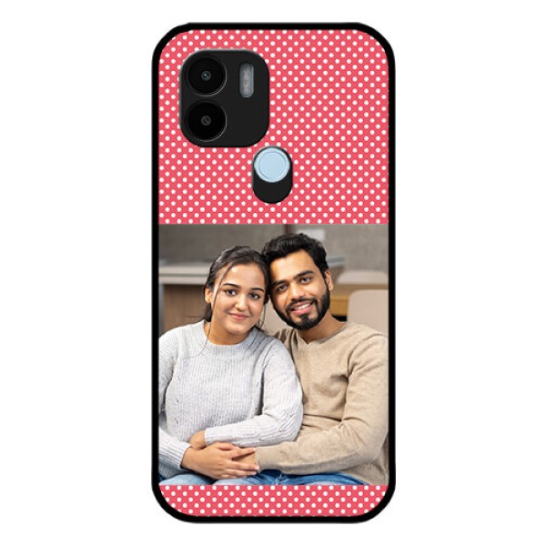 Poco C50 Custom Glass Phone Case - White Dotted Design