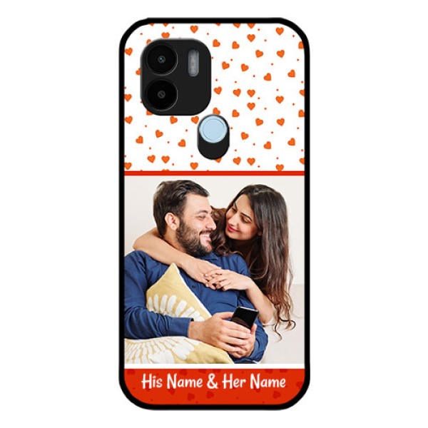 Poco C50 Custom Glass Phone Case - Orange Love Symbol Design Poco C50 Custom Glass Phone Case - Orange Love Symbol Design