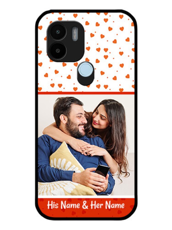Custom Poco C50 Custom Glass Phone Case - Orange Love Symbol Design