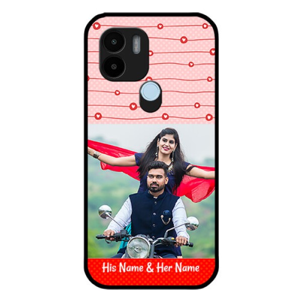 Poco C50 Personalized Glass Phone Case - Red Pattern Case Design