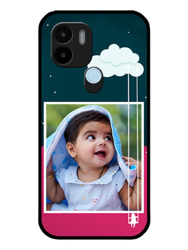 Custom Poco C50 Custom Glass Phone Case - Cute Girl with Cloud Design