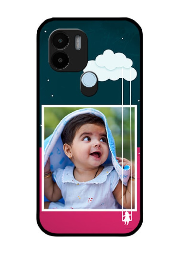Poco C50 Custom Glass Phone Case - Cute Girl with Cloud Design