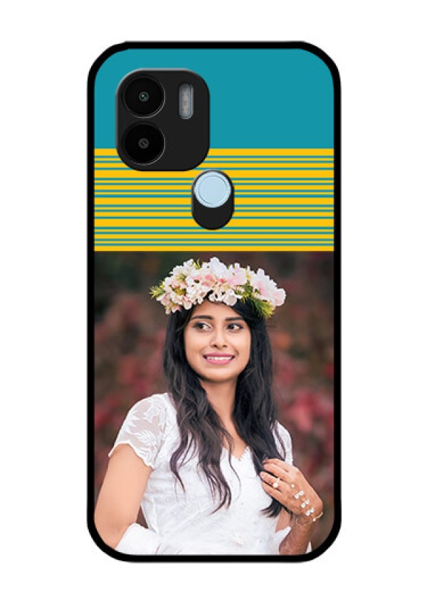 Poco C50 Custom Glass Phone Case - Yellow & Blue Design