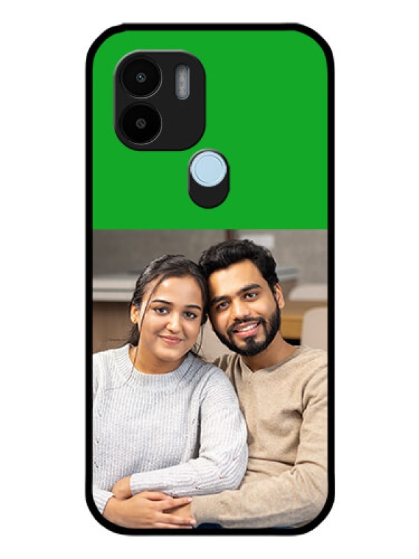 Custom Poco C50 Personalized Glass Phone Case - Green Pattern Design
