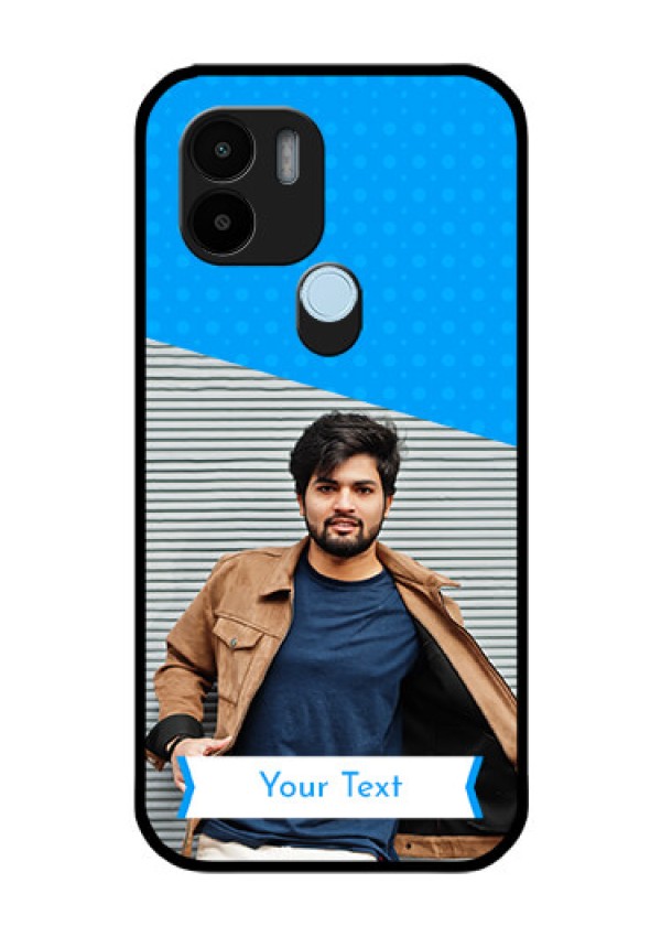 Poco C50 Photo Printing on Glass Case - Simple Blue Color Design