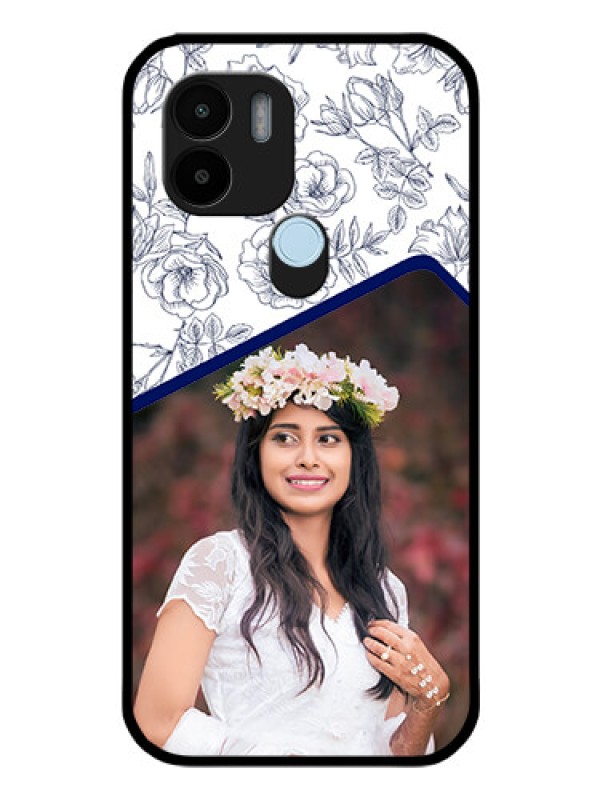 Custom Poco C50 Personalized Glass Phone Case - Premium Floral Design