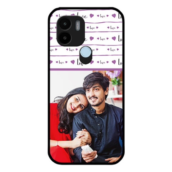 Poco C50 Custom Glass Mobile Case - Couples Heart Design