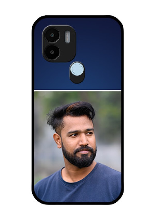 Poco C50 Personalized Glass Phone Case - Simple Royal Blue Design