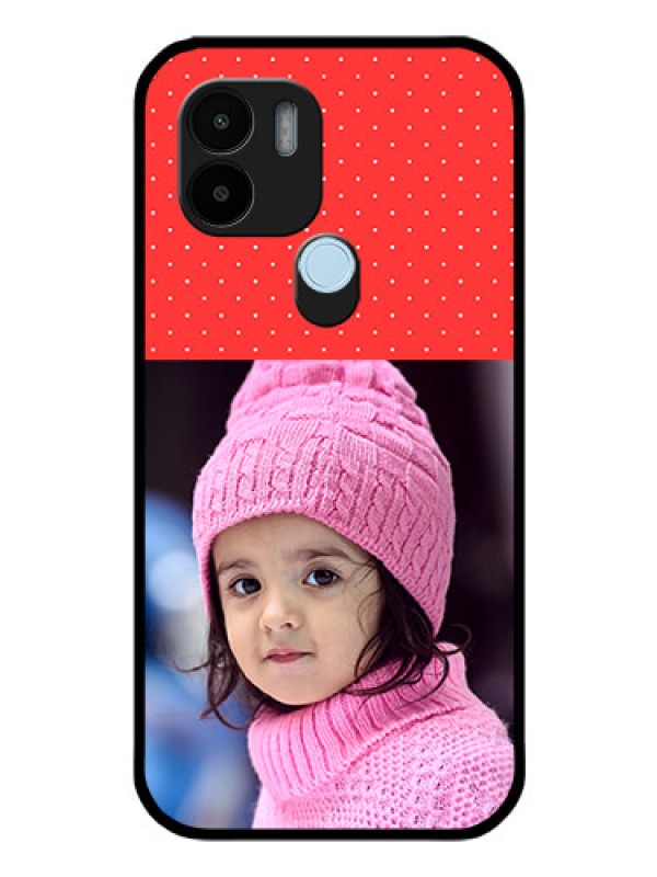 Custom Poco C50 Photo Printing on Glass Case - Red Pattern Design