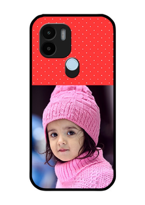 Poco C50 Photo Printing on Glass Case - Red Pattern Design