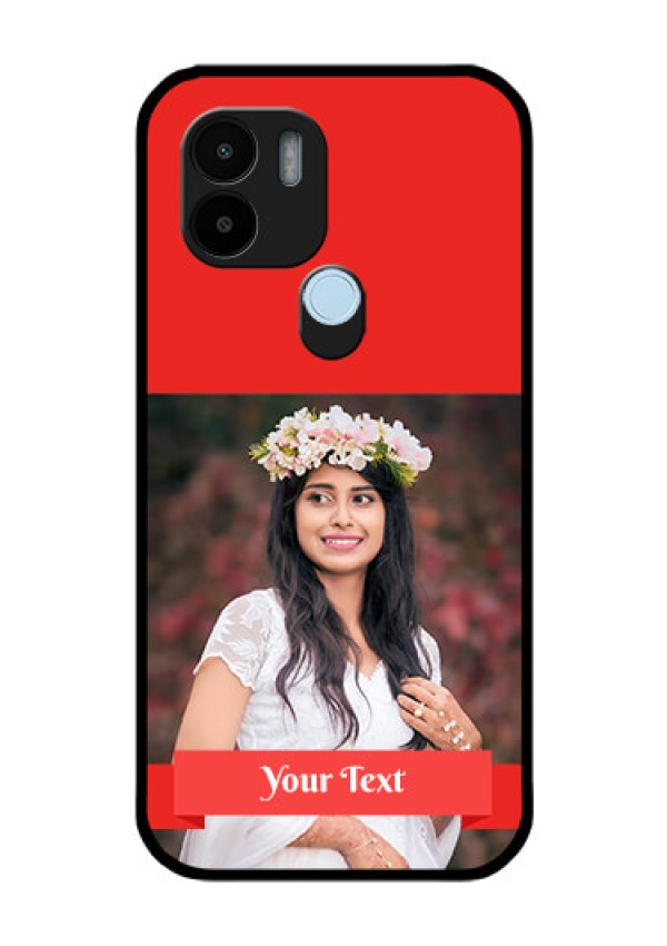 Poco C50 Custom Glass Phone Case - Simple Red Color Design