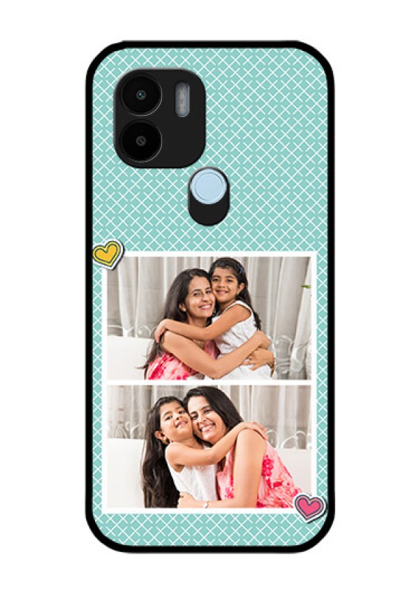 Poco C50 Custom Glass Phone Case - 2 Image Holder with Pattern Design