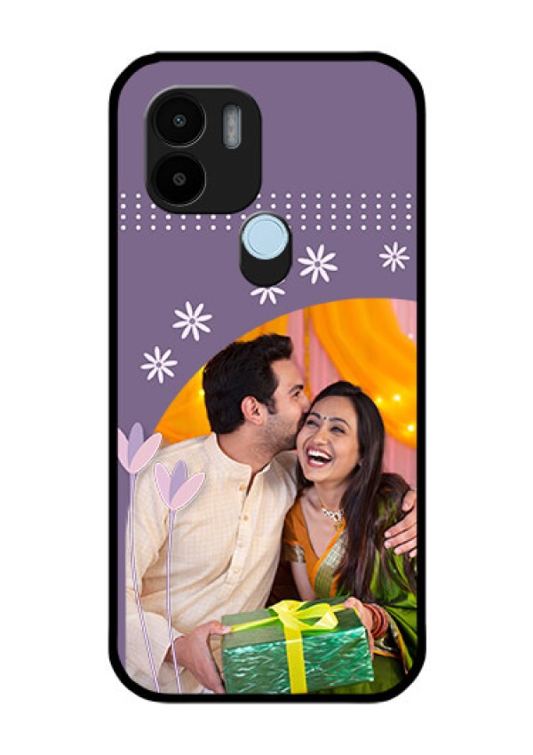 Poco C50 Custom Glass Mobile Case - Lavender flowers design
