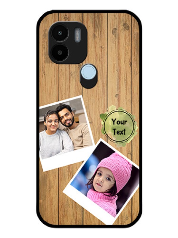 Custom Poco C50 Custom Glass Phone Case - Wooden Texture Design