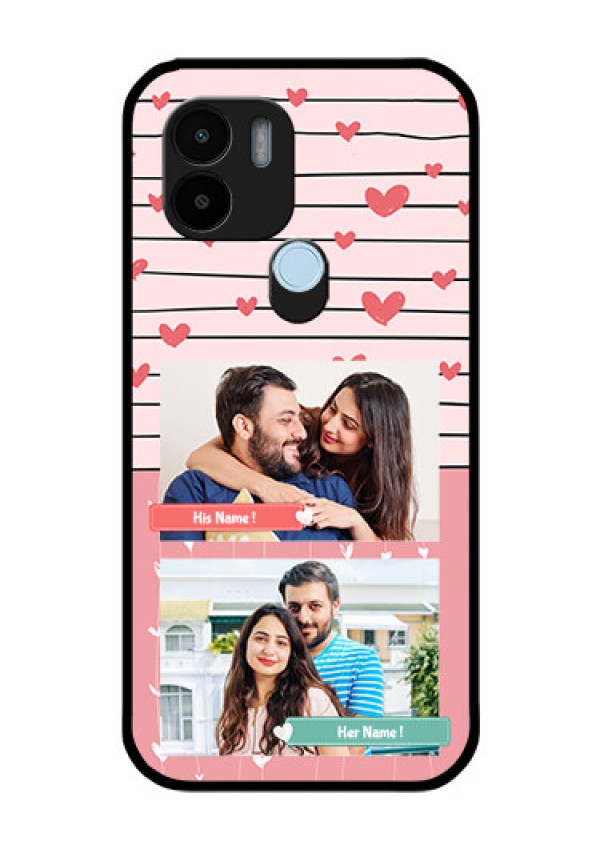Poco C50 Custom Glass Mobile Case - Photo with Heart Design