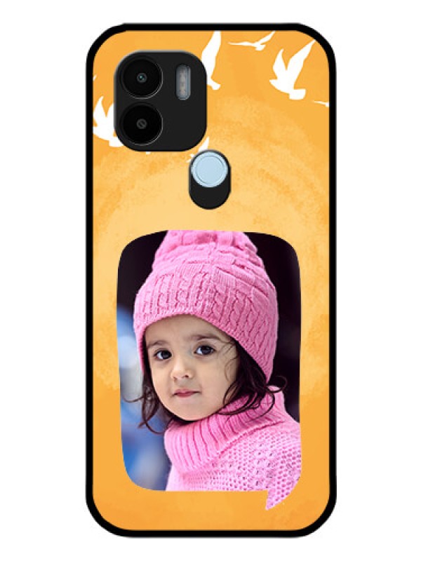 Custom Poco C50 Personalized Glass Phone Case - Water Color Design with Bird Icons