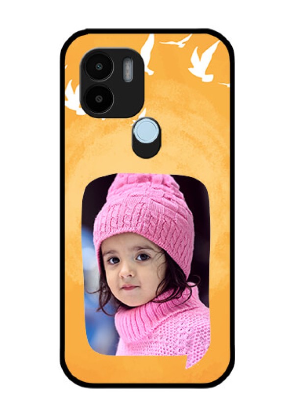 Poco C50 Personalized Glass Phone Case - Water Color Design with Bird Icons