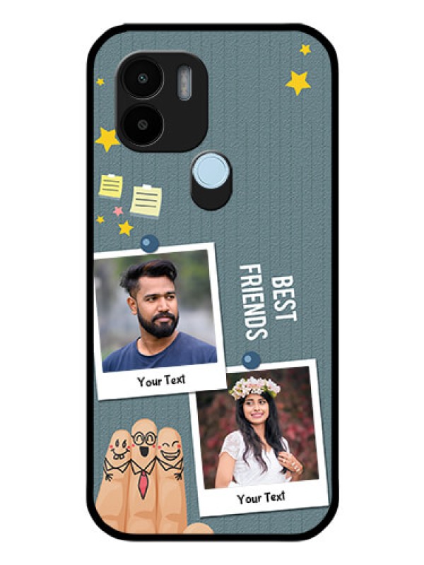 Custom Poco C50 Personalized Glass Phone Case - Sticky Frames and Friendship Design