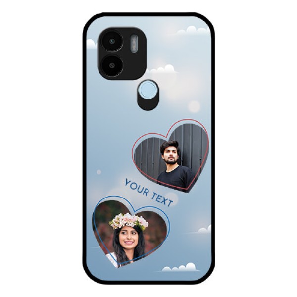 Poco C50 Custom Glass Mobile Case - Blue Color Couple Design