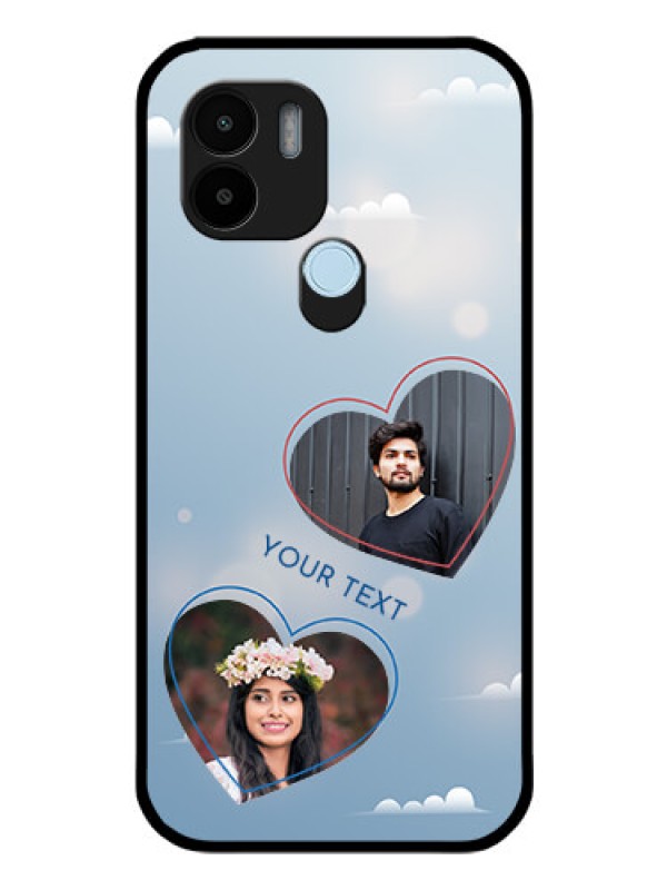 Custom Poco C50 Custom Glass Mobile Case - Blue Color Couple Design