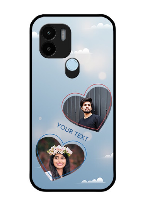 Poco C50 Custom Glass Mobile Case - Blue Color Couple Design
