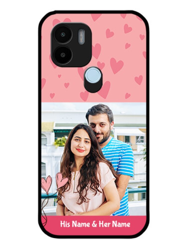 Custom Poco C50 Personalized Glass Phone Case - Love Design Peach Color