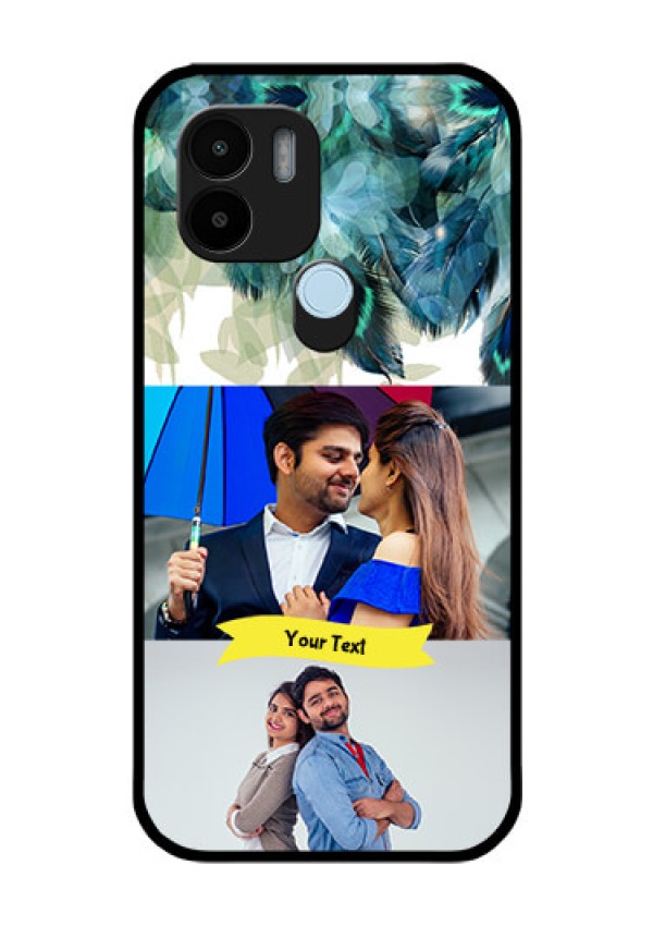 Poco C50 Personalized Glass Phone Case - Image with Boho Peacock Feather Design