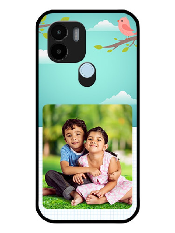 Custom Poco C50 Photo Printing on Glass Case - Doodle love Design