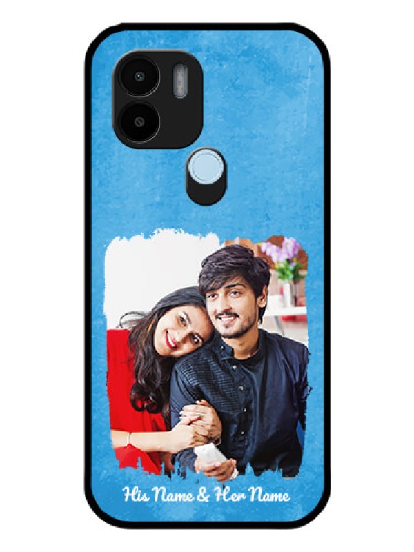 Custom Poco C50 Custom Glass Phone Case - Blue Color Vintage Design