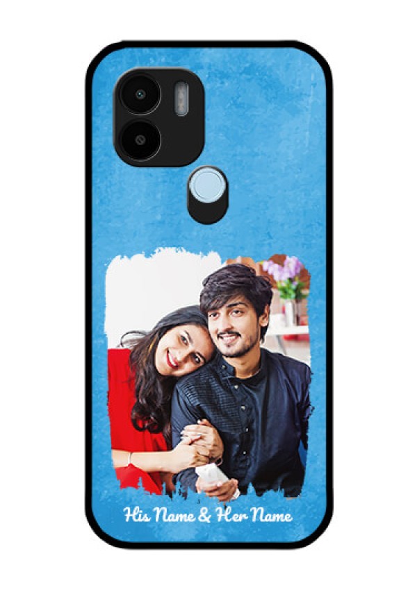 Poco C50 Custom Glass Phone Case - Blue Color Vintage Design