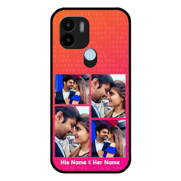 Poco C50 Custom Glass Phone Case - I Love You Pink Design