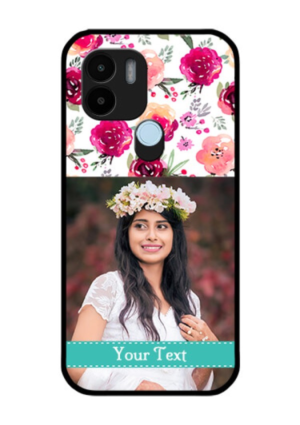 Poco C50 Custom Glass Phone Case - Watercolor Floral Design
